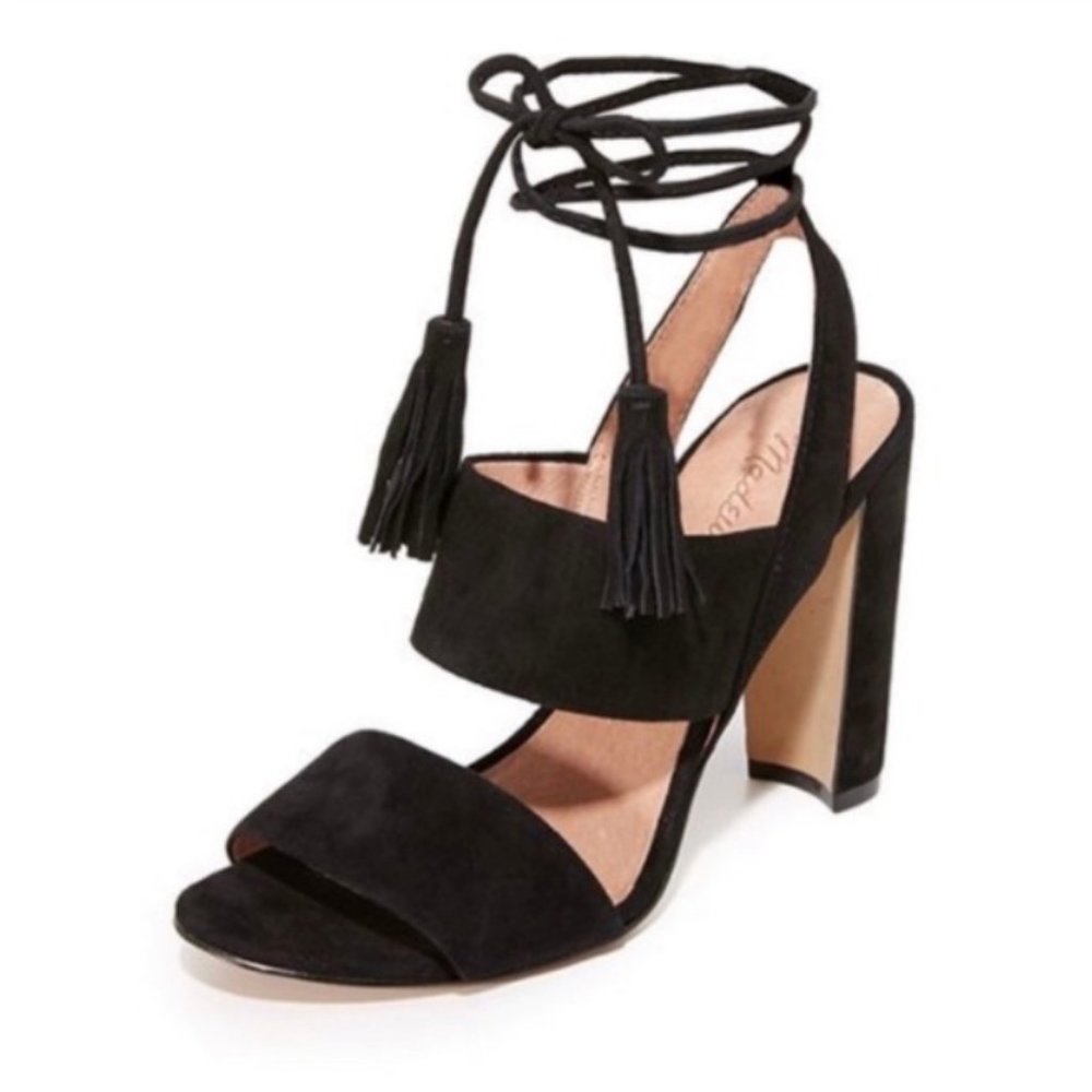 Madewell Black Suede Octavia Tassel-Tie Sandal, 8M